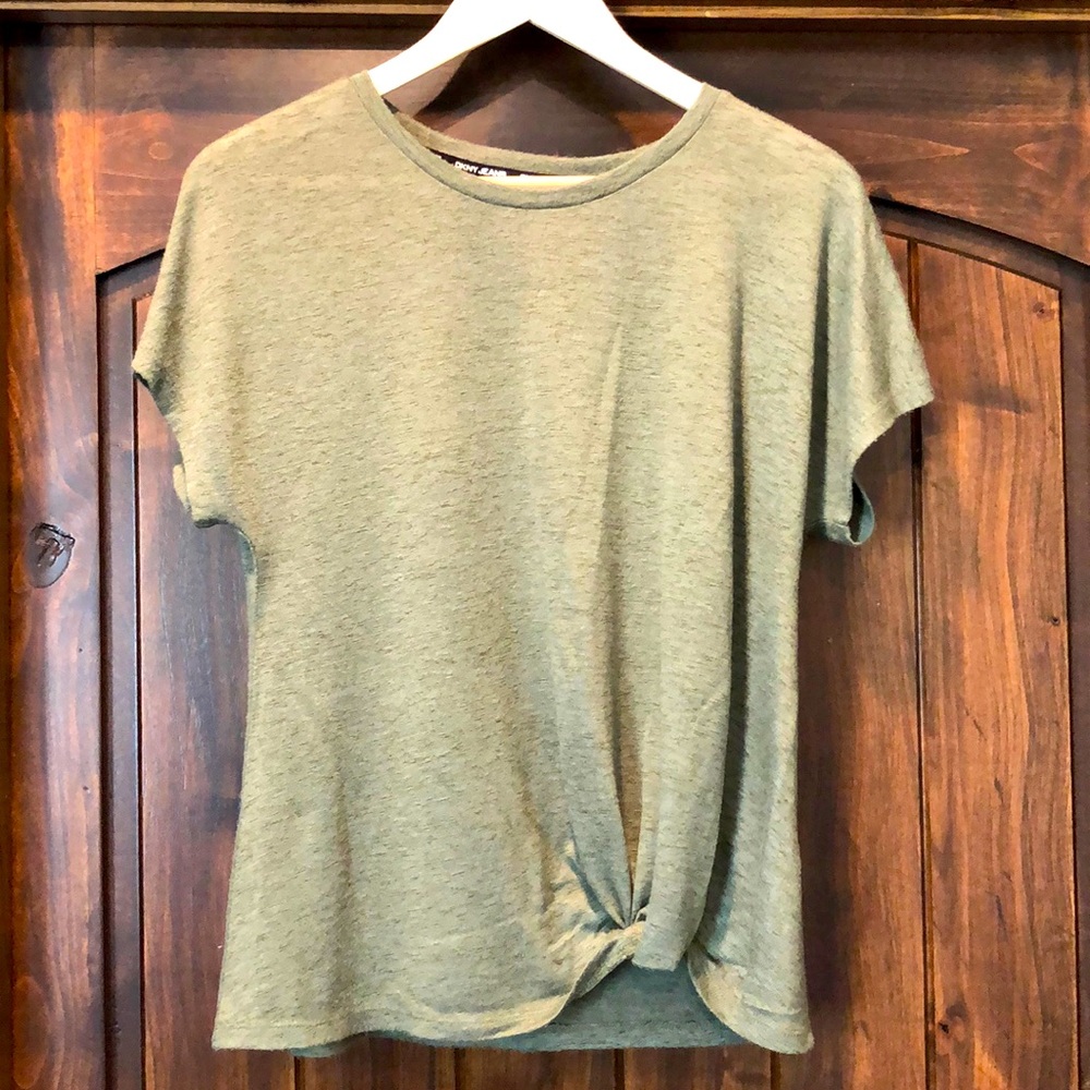 DKNY Jeans Olive Green Knotted Top Medium